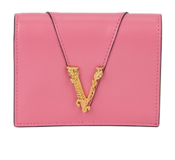 Versace Small Virtus Card Wallet, Leather, Pink, MII, B/DB, 3*